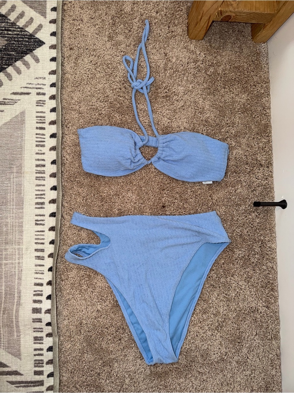 Abercrombie Light Blue Textured Two-Piece Bikini Set